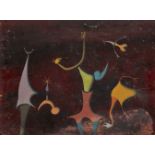 Desmond Morris, British b.1928 - The Ritual, 1949; oil on board, signed with initials and dated