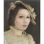 Dietz Edzard, German 1893-1963 - Portrait of a young Woman, wearing fascinator; oil on canvas,