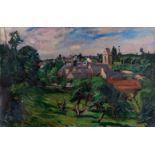 Maurice Bouviolle, French 1893-1971- A French Village; oil on stretchered canvas, signed lower right