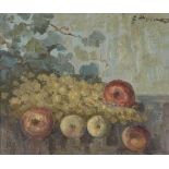 Hector Doukas, Greek 1885-1969 - Still Life with Apples and Grapes, c.1960; oil on canvas, signed