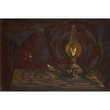 Peter Rose Pulham, British 1910-1956 - Oil Lamp (with unfinished abstract composition on the