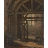 Ernest Procter ARA, British 1885-1935 - Cathedral interior; oil on canvas, signed lower left '