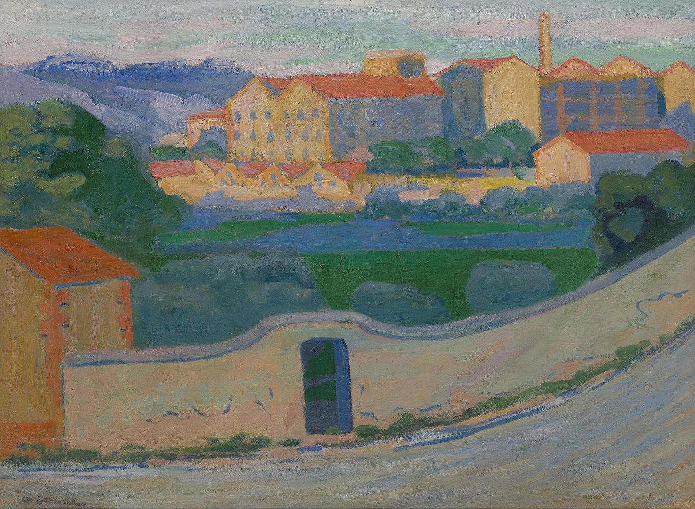 Augustin Carrera, Spanish/French, 1878-1952- Usine à Marseille; oil on canvas, signed 'A. Carrera'