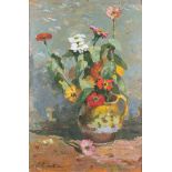 Nicu Enea, Romanian 1897-1960 - Flowers in a Jug; oil on board, signed lower left 'N. Enea', 48 x 32