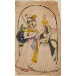 A romantic encounter, Jodhpur, early 19th century, watercolour and ink on paper, depicting a