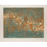 Prashant Vichitra (Indian, 20th century), Dancing Spirits, Intaglio print in colours, Editioned 'A/P