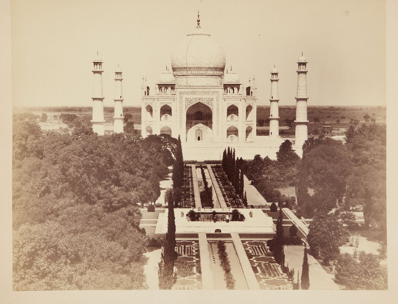 A black and white photograph of the Taj Mahal, Agra, India, early 20th century, shown from the - Image 2 of 3