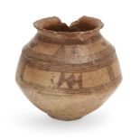 A buffware pottery vessel with hatched decoration, Persia, 3rd millenium BC, widening at the