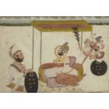 A Maharaja receives a nobleman, Jodhpur, India, 19th century, opaque pigments on paper heightened