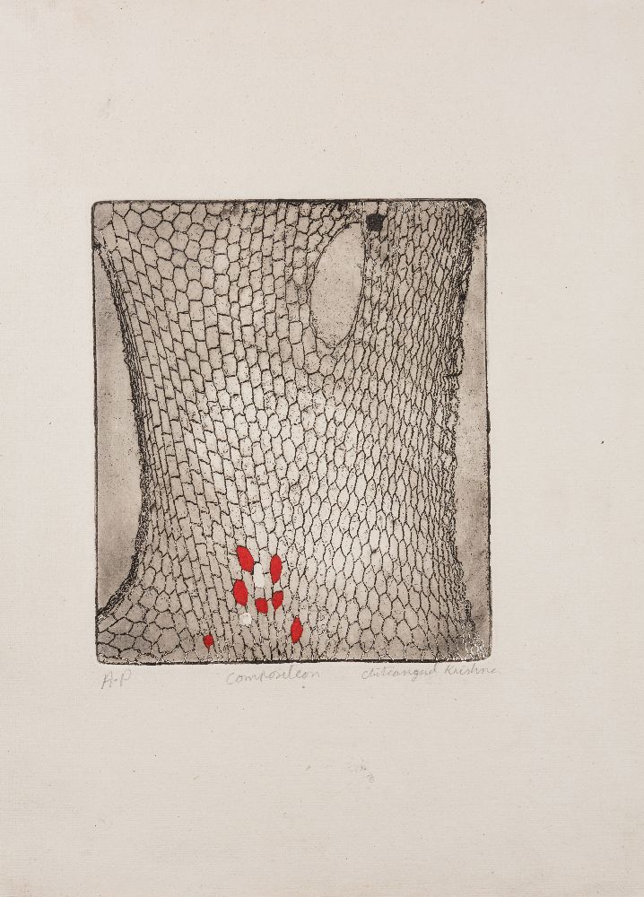 Chitrangada Krishna, (Indian, 20th-21st Century)Composition, Etching with hand colouring, - Image 3 of 3