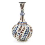 A large Samson Iznik-style flask, with maker's mark to base, mid-late 19th century, of baluster
