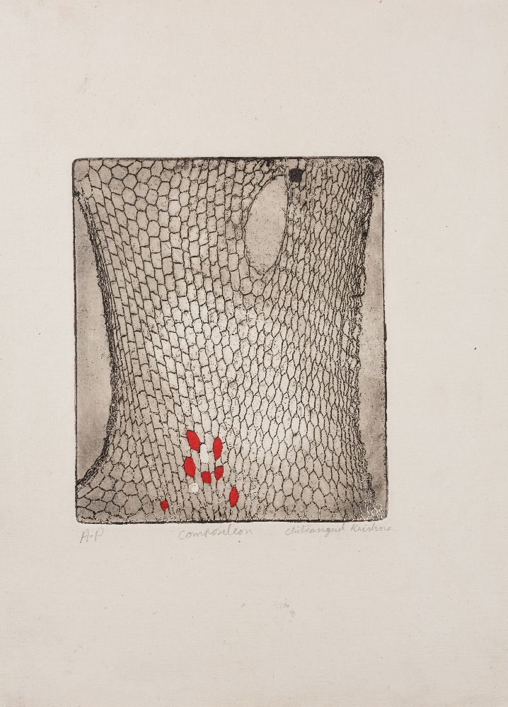 Chitrangada Krishna, (Indian, 20th-21st Century)Composition, Etching with hand colouring, - Image 2 of 3