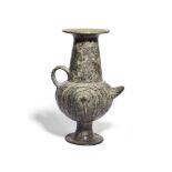 A Villanovan impasto ware urn, 8th Century B.C., the bulbous body decorated on each side with a