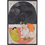 Two Ladies Making Music, Kangra, circa 1780-90, opaque pigments and gold in an oval cartouche with