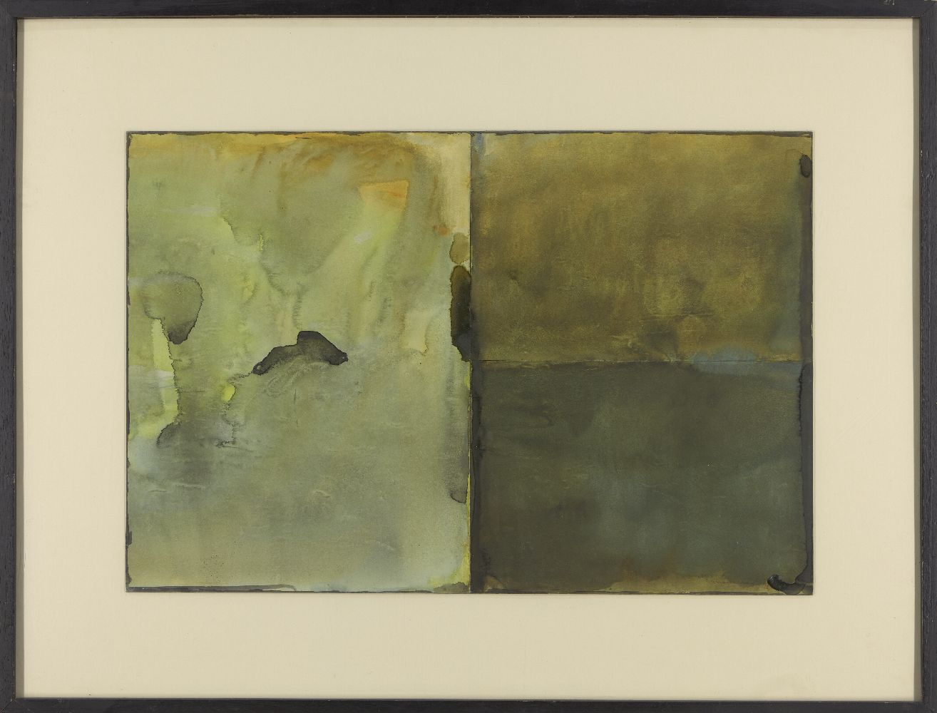 Pandit Khairnar (Indian b. 1968) Untitled (Abstract green) gouache on paper/card, glazed and framed. - Image 2 of 2