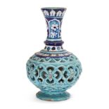 A Sind openwork pottery vase, North India, early 19th century, of baluster form on a spreading foot,