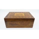 A Victorian Tunbridgeware rosewood and walnut writing slope, mid-19th century, the top inset with