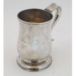 A silver christening mug, Newcastle, 1813, John Robertson II & John Walton, with scrolling handle on