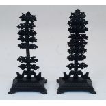 A pair of Victorian cast iron desktop letter racks, the racks each modelled as oak leaves and