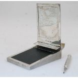 A George V desk note pad holder, London, circa 1930s, Asprey & Co Ltd, the engine-turned case with