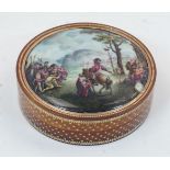 A French enamel mounted tortoiseshell snuff box, 19th century, inset with pique stars, the cover