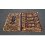 Two Caucasian rugs, wear and moth damage, (2) Provenance: the Estate of the late designer Anthony