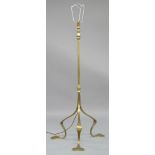 Arts & Crafts style brass standard lamp in the manner of WAS Benson, 20th Century, the square