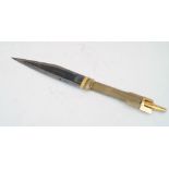 An Islamic dagger, 20th century, the resin handle with yellow metal pommel and cross guard, the