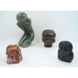 A group of Shona stone sculpture, comprising: Misheck Makaza, Zimbabwean, b.1977, Humble, an opal