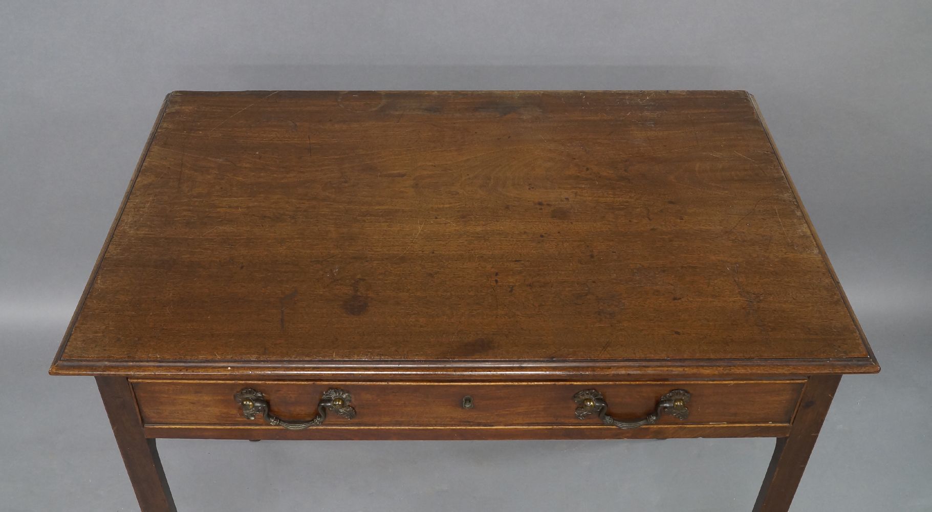 A George III mahogany side table, rectangular top above single drawer, raised on chamfered legs, - Image 2 of 2