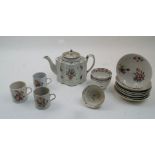 An English composite porcelain part tea and coffee service, 19th century, comprising: a teapot,
