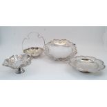 A group of silver and silver plated dishes, comprising: a silver footed dish, Sheffield, 1946,