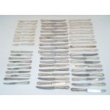 A silver plated Kings pattern service, comprising: nine fish forks; eleven fish knives; ten butter