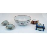 Two Chinese cups and saucers, late 19th century, modelled as flowers, decorated with figures and