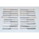 A quantity of of Victorian silver handled knives, London, 1897, makers marks rubbed, comprising