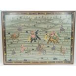 An Indian hunting scene on silk, glazed and framed, 100cm x 75.5cmPlease refer to department for