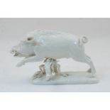 A Nymphenberg porcelain white-glazed model of a wild boar, second half 19th century, impressed