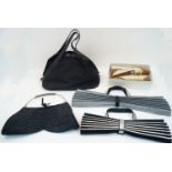 Issey Miyake: two 'Accordion' pleated bags, one in grey felt and one in black and silver felt,