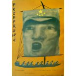 A Polish film poster for a Chinese film, 'Przepawa', directed by Tong Hsiao-tan, printed on card,