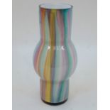 Roger Tye, a studio glass vase, of cylindrical form with bulbous mid section, etched to