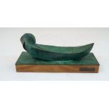 Eastern European / Israeli School, 20th century, Bird, bronze on rectangular wooden plinth,