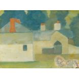 British school, 20th century - Welsh houses; oil on board, label with faint inscription 'Welsh