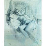 Ben Sunlight, British 1935-2002- Reclining nude, 1960; graphite on paper, signed and dated lower