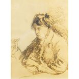 Circle of Walter Richard Sickert ARA, British 1862-1940- Study of a lady seated half-length turned