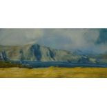 James Barthlomew, British b.1970- Cliffs at Burrness; watercolour and gouache, signed, 22.2 x 50.5