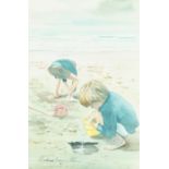 Sally Hamilton, British, late-20th/early-21st century- Children at the beach, and Making daisy