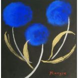 Sally Maryse Warburg, British, late 20th/early 21st century- Blue trio, 2007; pastel on paper,