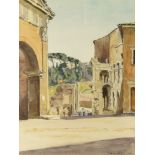 Gabriel Volkoff, French fl. 1930s- Ruins in an Italian town; watercolour, signed and dated '33 lower