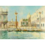 R. Faber, British school, late 20th century- St Mark's, Venice; oil on canvas, signed lower right,