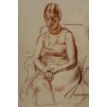 James Stroudley ARCA, British 1906-1985- Sitting female figure, Florence, 1932; red chalk on